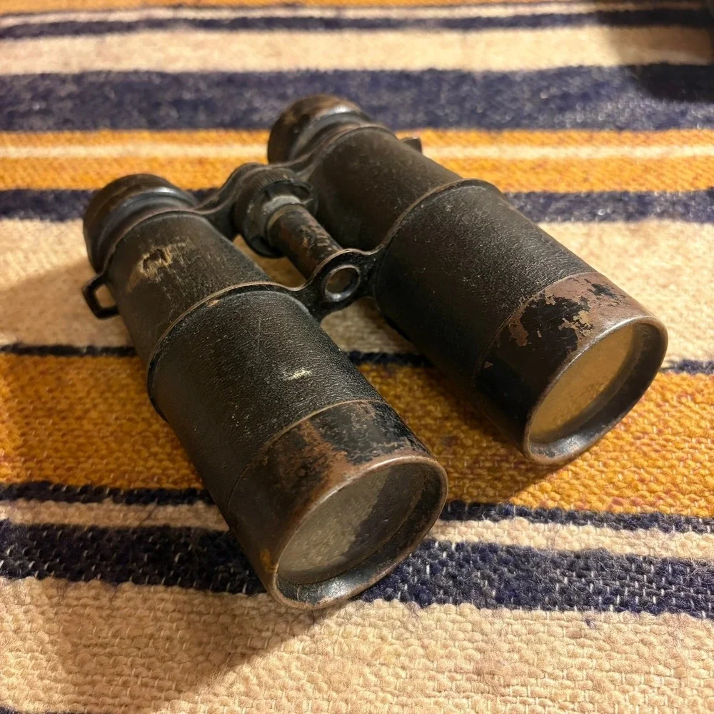 VTG Binoculars Black Antique Field Glasses Steampunk Decor Academia Office